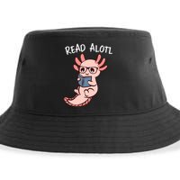 Axolotl Reading A Book, Read Alotl Books Funny Axolotl Book Sustainable Bucket Hat
