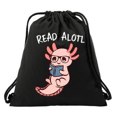 Axolotl Reading A Book, Read Alotl Books Funny Axolotl Book Drawstring Bag