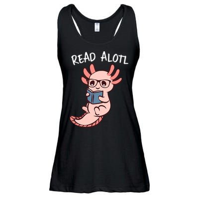 Axolotl Reading A Book, Read Alotl Books Funny Axolotl Book Ladies Essential Flowy Tank