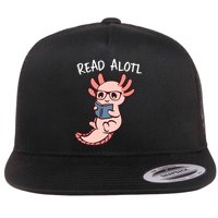 Axolotl Reading A Book, Read Alotl Books Funny Axolotl Book Flat Bill Trucker Hat
