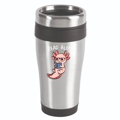 Axolotl Reading A Book, Read Alotl Books Funny Axolotl Book 16oz Travel Tumbler