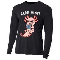 Axolotl Reading A Book, Read Alotl Books Funny Axolotl Book Cooling Performance Long Sleeve Crew