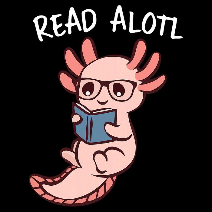 Axolotl Reading A Book, Read Alotl Books Funny Axolotl Book Poster