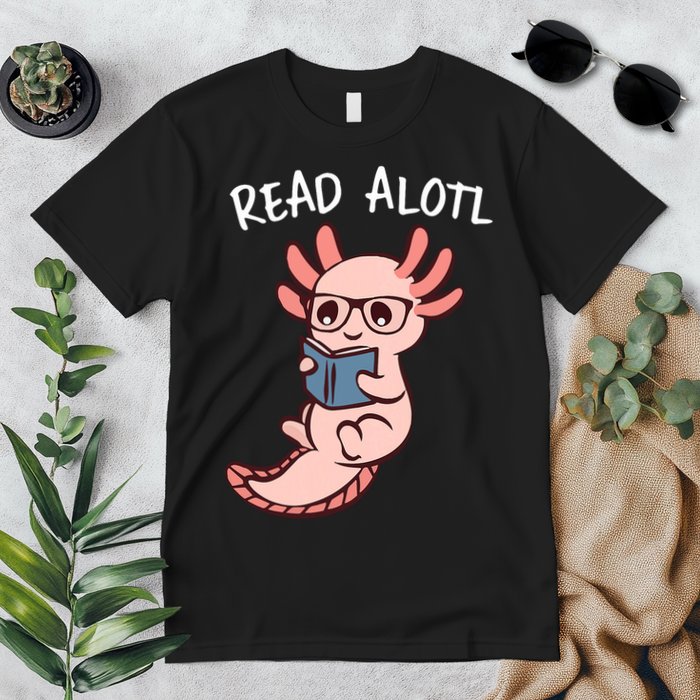 Axolotl Reading A Book, Read Alotl Books Funny Axolotl Book Premium T-Shirt
