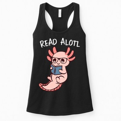 Axolotl Reading A Book, Read Alotl Books Funny Axolotl Book Womens Tank Top