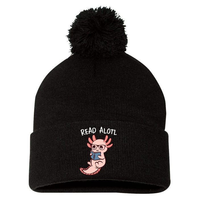 Axolotl Reading A Book, Read Alotl Books Funny Axolotl Book Pom Pom 12in Knit Beanie