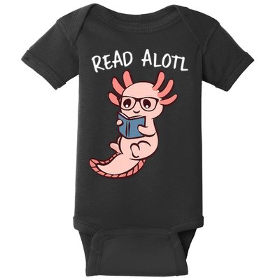 Axolotl Reading A Book, Read Alotl Books Funny Axolotl Book Baby Bodysuit