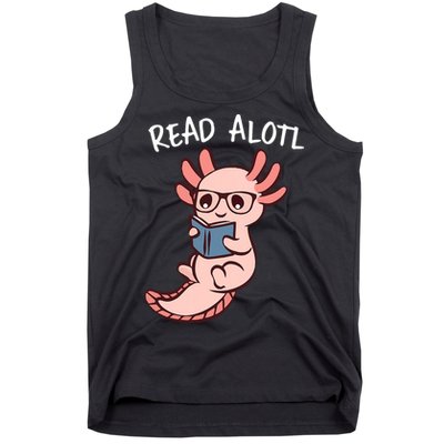Axolotl Reading A Book, Read Alotl Books Funny Axolotl Book Tank Top