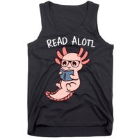 Axolotl Reading A Book, Read Alotl Books Funny Axolotl Book Tank Top
