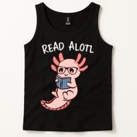 Axolotl Reading A Book, Read Alotl Books Funny Axolotl Book Tank Top