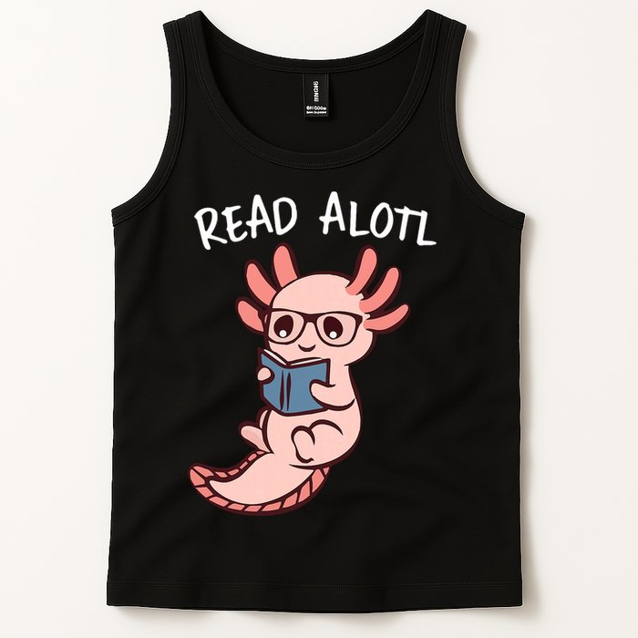 Axolotl Reading A Book, Read Alotl Books Funny Axolotl Book Tank Top