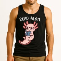 Axolotl Reading A Book, Read Alotl Books Funny Axolotl Book Tank Top