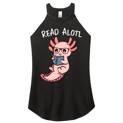 Axolotl Reading A Book, Read Alotl Books Funny Axolotl Book Women's Perfect Tri Rocker Tank