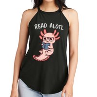 Axolotl Reading A Book, Read Alotl Books Funny Axolotl Book Women's Perfect Tri Rocker Tank
