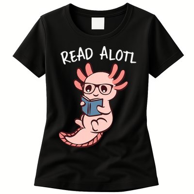 Axolotl Reading A Book, Read Alotl Books Funny Axolotl Book Womens T-Shirt