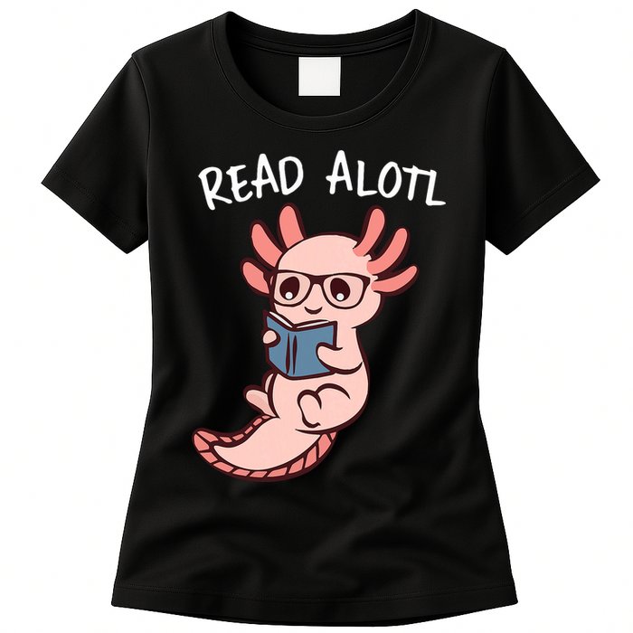 Axolotl Reading A Book, Read Alotl Books Funny Axolotl Book Womens T-Shirt