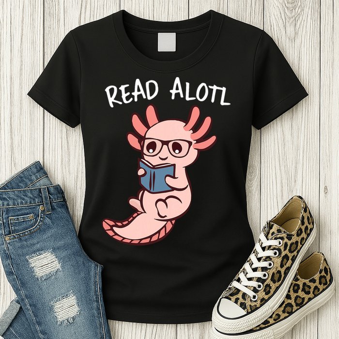 Axolotl Reading A Book, Read Alotl Books Funny Axolotl Book Womens T-Shirt