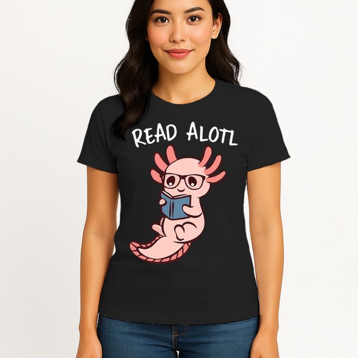 Axolotl Reading A Book, Read Alotl Books Funny Axolotl Book Womens T-Shirt