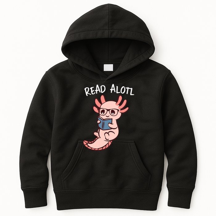 Axolotl Reading A Book, Read Alotl Books Funny Axolotl Book Kids Hoodie
