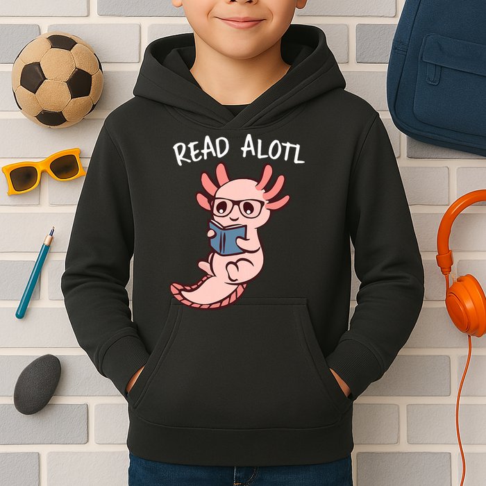 Axolotl Reading A Book, Read Alotl Books Funny Axolotl Book Kids Hoodie