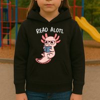 Axolotl Reading A Book, Read Alotl Books Funny Axolotl Book Kids Hoodie