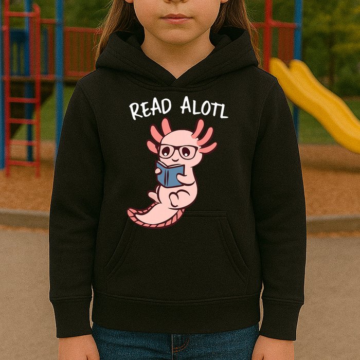Axolotl Reading A Book, Read Alotl Books Funny Axolotl Book Kids Hoodie