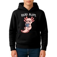 Axolotl Reading A Book, Read Alotl Books Funny Axolotl Book Kids Hoodie