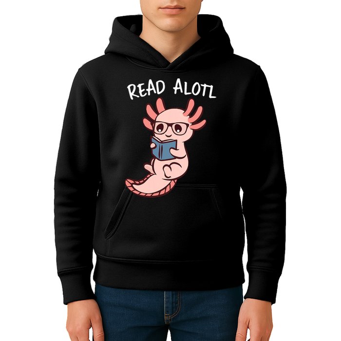 Axolotl Reading A Book, Read Alotl Books Funny Axolotl Book Kids Hoodie