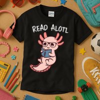 Axolotl Reading A Book, Read Alotl Books Funny Axolotl Book Kids T-Shirt