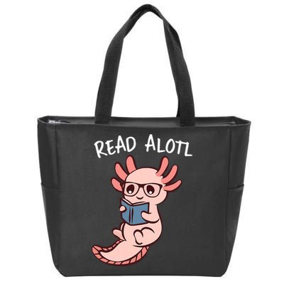 Axolotl Reading A Book, Read Alotl Books Funny Axolotl Book Zip Tote Bag