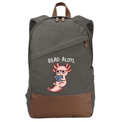 Axolotl Reading A Book, Read Alotl Books Funny Axolotl Book Cotton Canvas Backpack