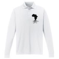 Africa Roots African Expat Pan African Continent Map Performance Long Sleeve Polo