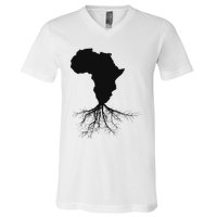 Africa Roots African Expat Pan African Continent Map V-Neck T-Shirt