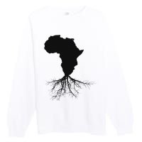 Africa Roots African Expat Pan African Continent Map Premium Crewneck Sweatshirt