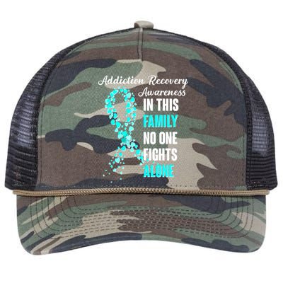 Addiction Recovery Awareness In This Family No One Fight Alone Retro Rope Trucker Hat Cap