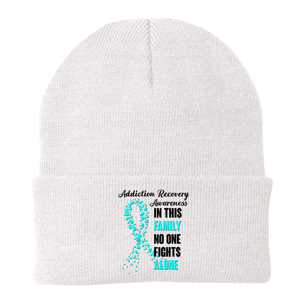 Addiction Recovery Awareness In This Family No One Fight Alone Beanie