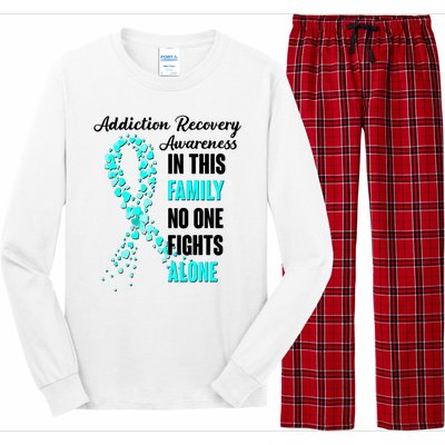 Addiction Recovery Awareness In This Family No One Fight Alone Long Sleeve Pajama Set