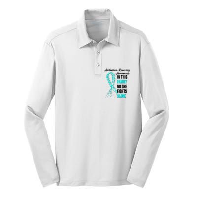 Addiction Recovery Awareness In This Family No One Fight Alone Silk Touch Performance Long Sleeve Polo