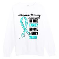 Addiction Recovery Awareness In This Family No One Fight Alone Premium Crewneck Sweatshirt