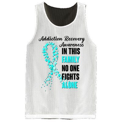 Addiction Recovery Awareness In This Family No One Fight Alone Mesh Reversible Basketball Jersey Tank