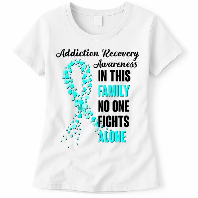 Addiction Recovery Awareness In This Family No One Fight Alone Womens T-Shirt