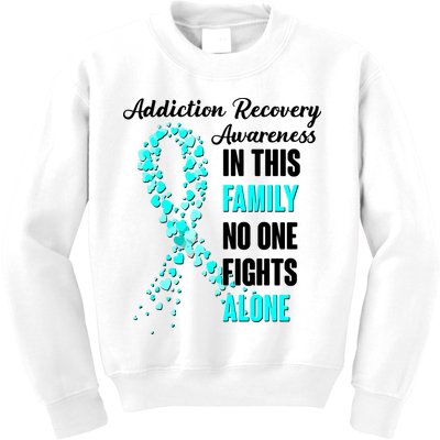 Addiction Recovery Awareness In This Family No One Fight Alone Kids Sweatshirt
