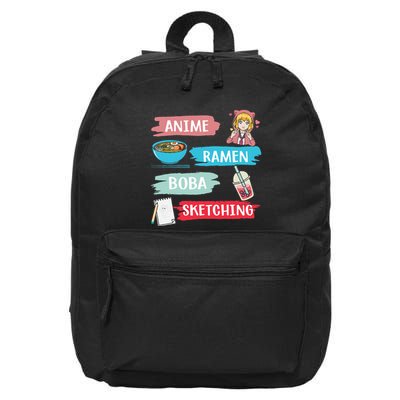 Anime Ramen Boba Sketching Kawaii Anime Lover Merch Gift 16 in Basic Backpack
