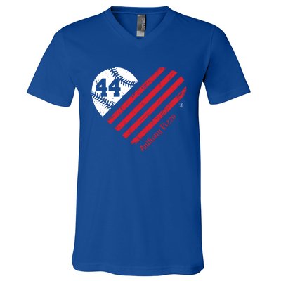 Anthony Rizzo Baseball Flag Heart Great Gift Meaningful Gift V-Neck T-Shirt