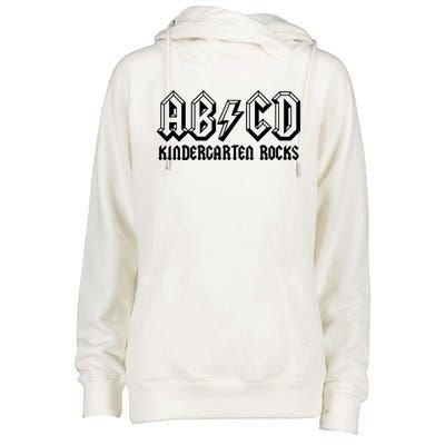 ABCD Rocks Back To School Kindergarten Rocks Funny Teacher Womens Funnel Neck Pullover Hood