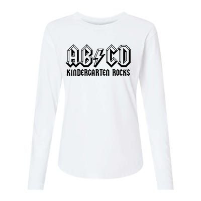 ABCD Rocks Back To School Kindergarten Rocks Funny Teacher Womens Cotton Relaxed Long Sleeve T-Shirt