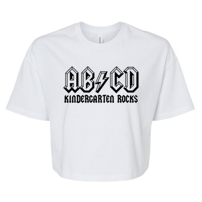 ABCD Rocks Back To School Kindergarten Rocks Funny Teacher Bella+Canvas Jersey Crop Tee