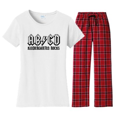 ABCD Rocks Back To School Kindergarten Rocks Funny Teacher Women's Flannel Pajama Set