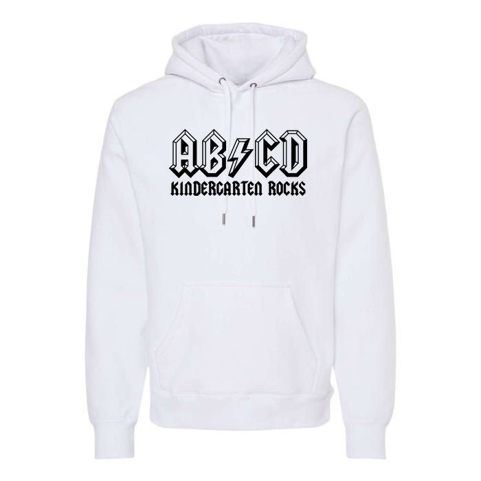 ABCD Rocks Back To School Kindergarten Rocks Funny Teacher Premium Hoodie