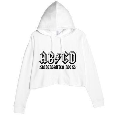 ABCD Rocks Back To School Kindergarten Rocks Funny Teacher Crop Fleece Hoodie